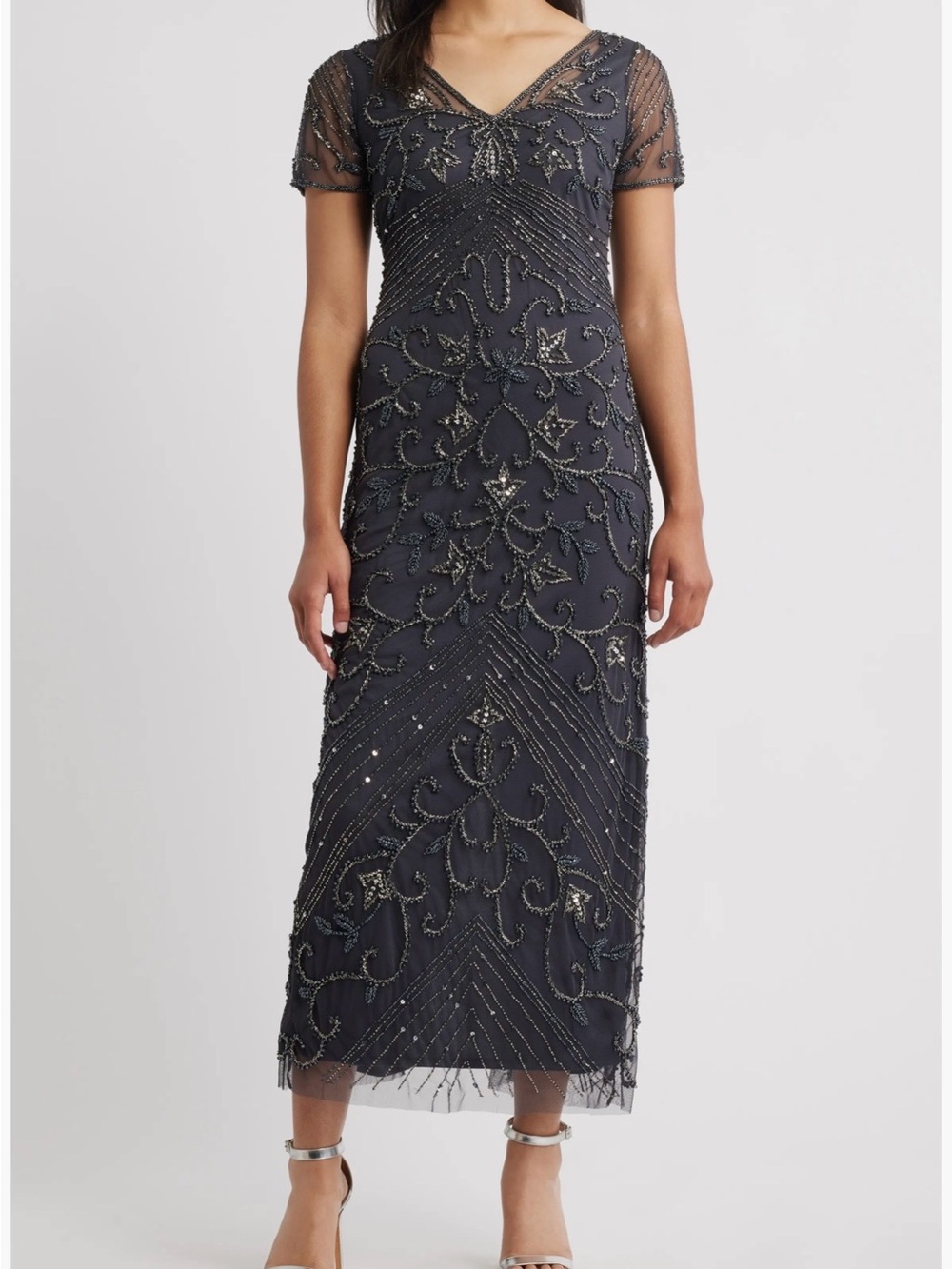 Pisarro Nights Beaded Navy long Dress